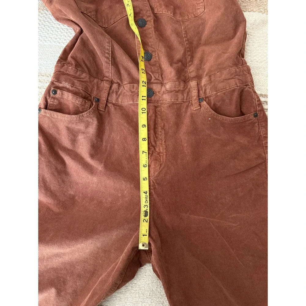 Cleo + Wolf Corduroy Jumpsuit Rust Brown Utility Short Sleeve Medium - Picture 4 of 11